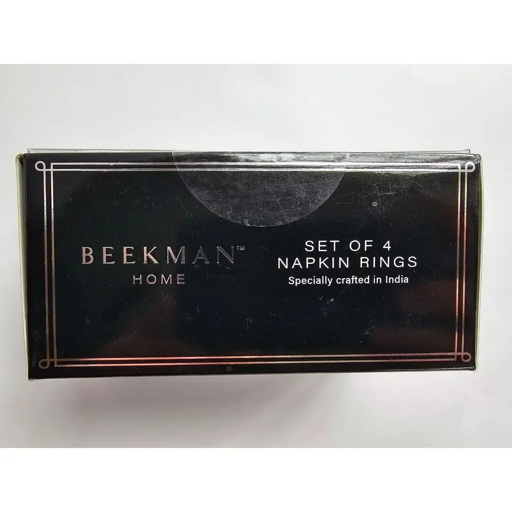 New 4 piece Napkin ring holders in gold and black‎ beads